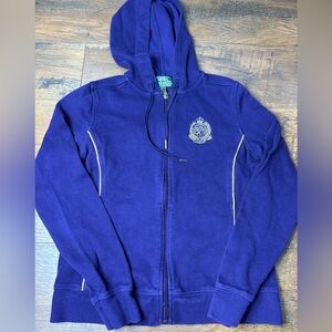 Ralph Lauren purple zip up Hoodie with Gold Crest xs